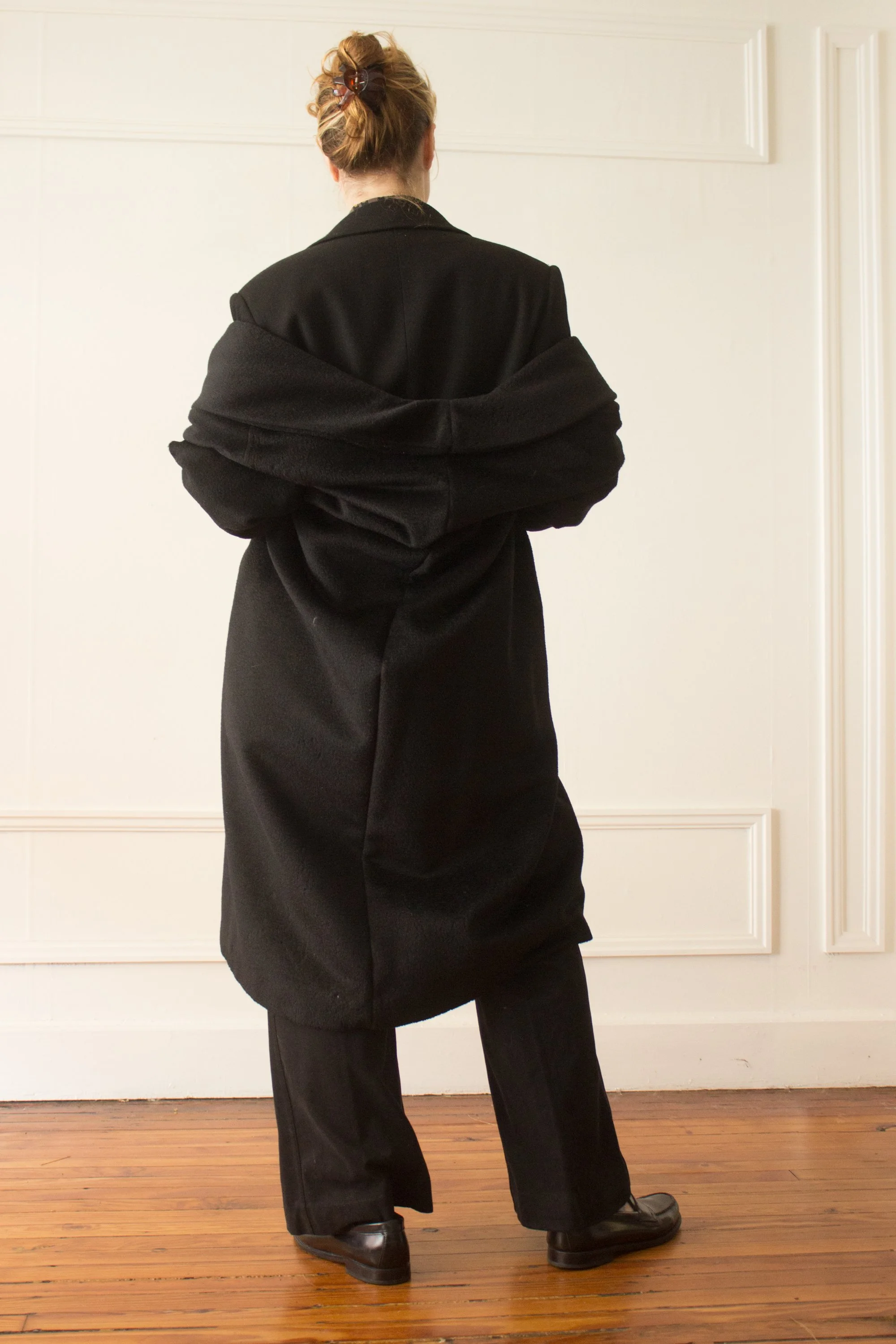 1950s Black Mohair Shawl Collar Swing Coat Wayward Collection
